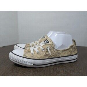 Converse Shoreline Slip On Sneakers Womens 8 Ivory Snake Print Lace Up Canvas
